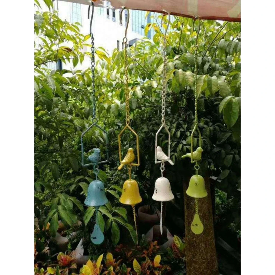 厂家直销 铸铁复古悬挂风铃 花园庭院装饰铸铁铃铛 创意挂式杂货
