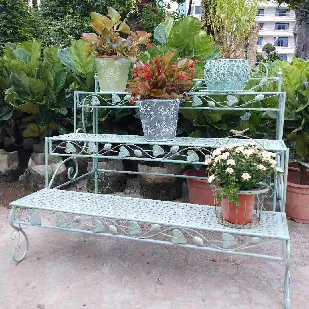 外贸亚马逊爆款落地式多层阶梯花架置物架庭院阳台花盆架花园杂货