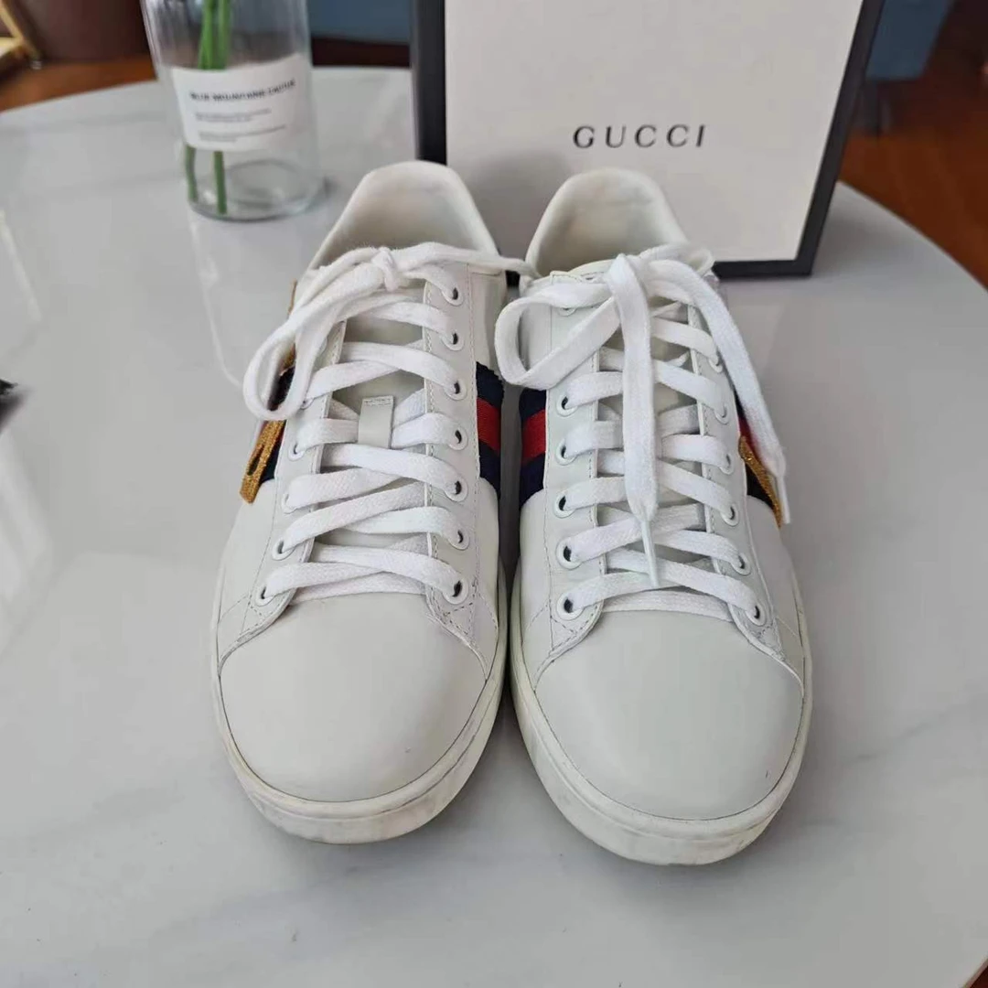 麦殿/95新/GUCCI 古驰/牛皮板鞋白色/37.5码/240531QHY7Z02