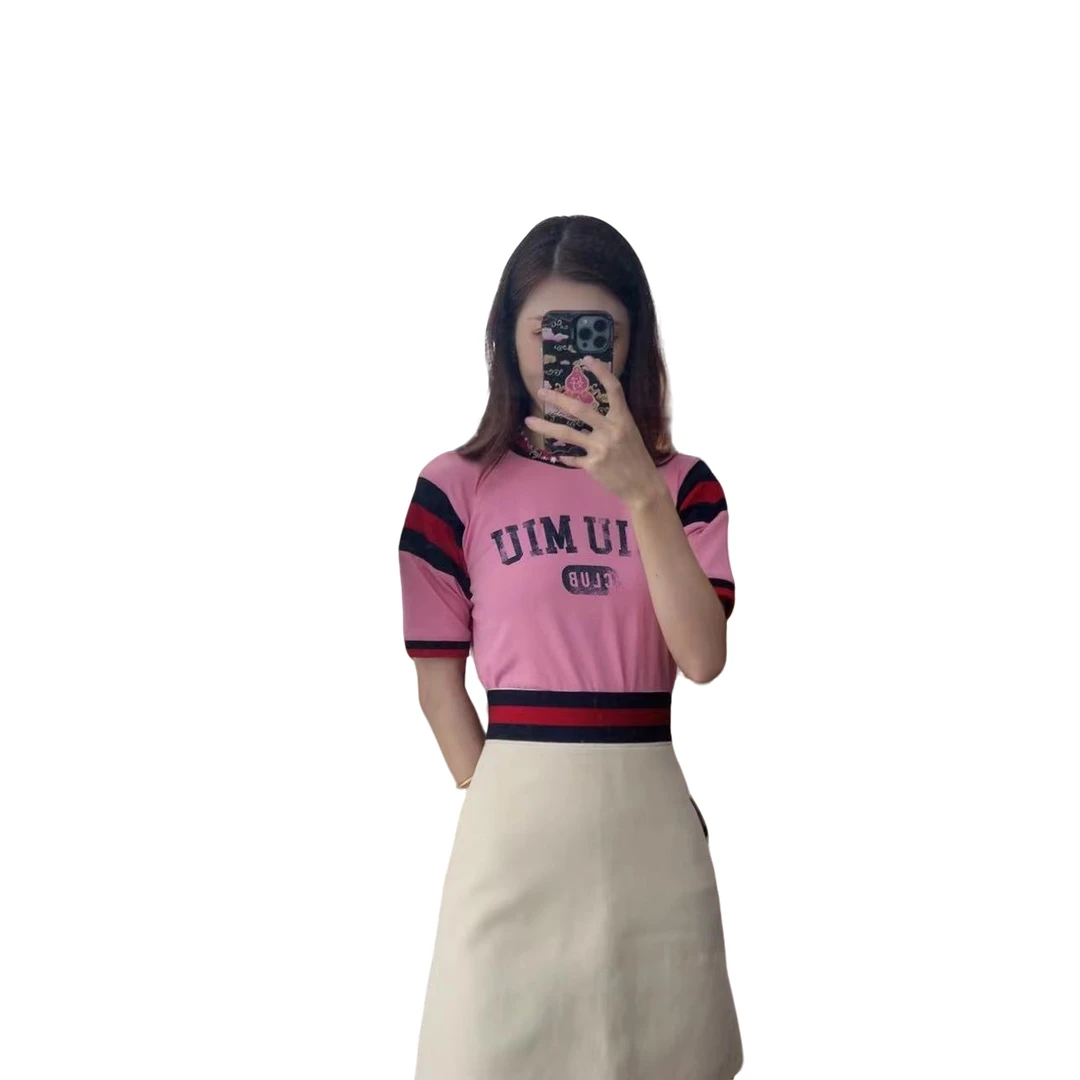 麦殿/95新/Miu Miu缪缪/全棉新款字母logo短袖/S码/240705LXJHZ03