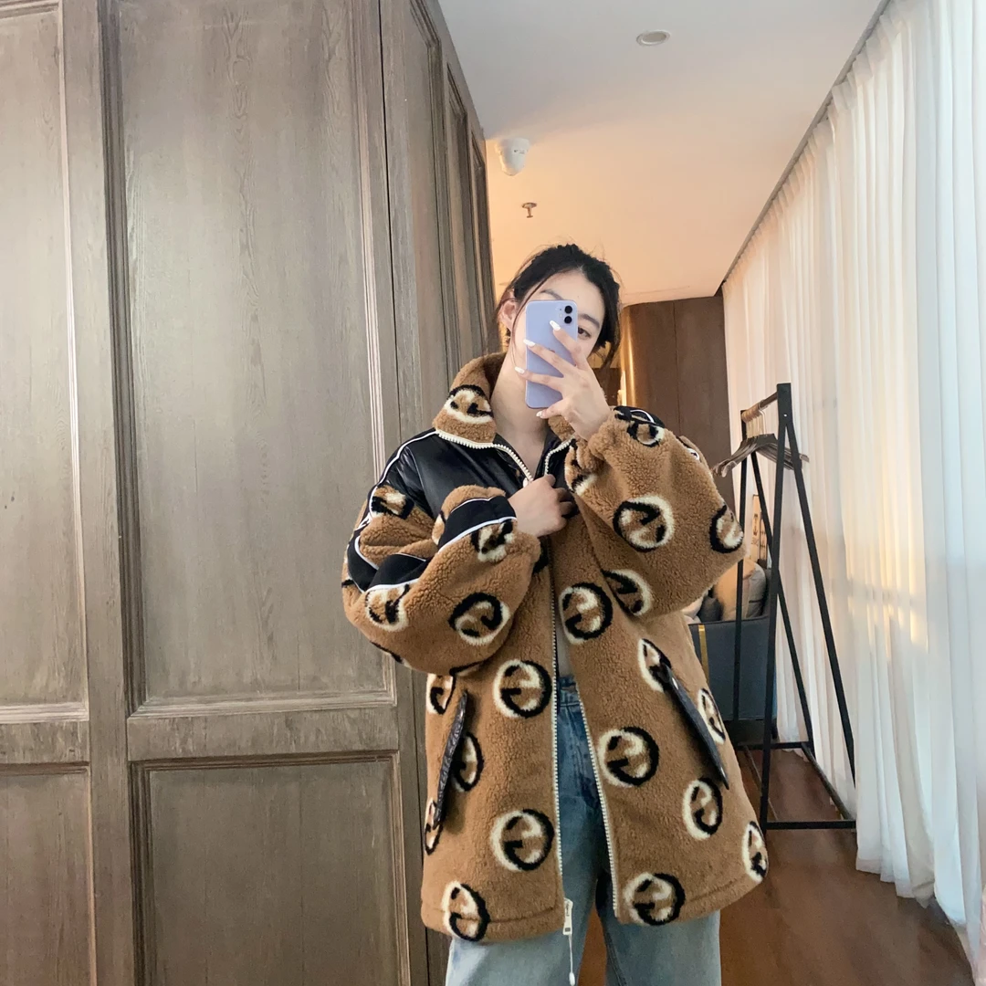 95新 GUCCI/古驰 麦殿/羊绒羽绒服xxs码棕色/241102HHJ9W01