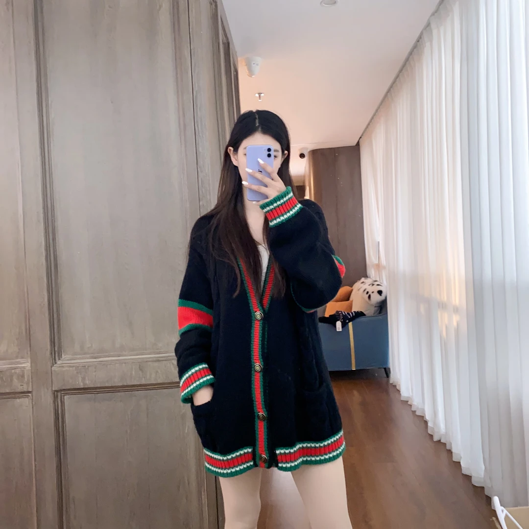 麦殿/95新/GUCCI 古驰/羊绒毛衫M码经典条纹拼黑色/240323YXKYYA1