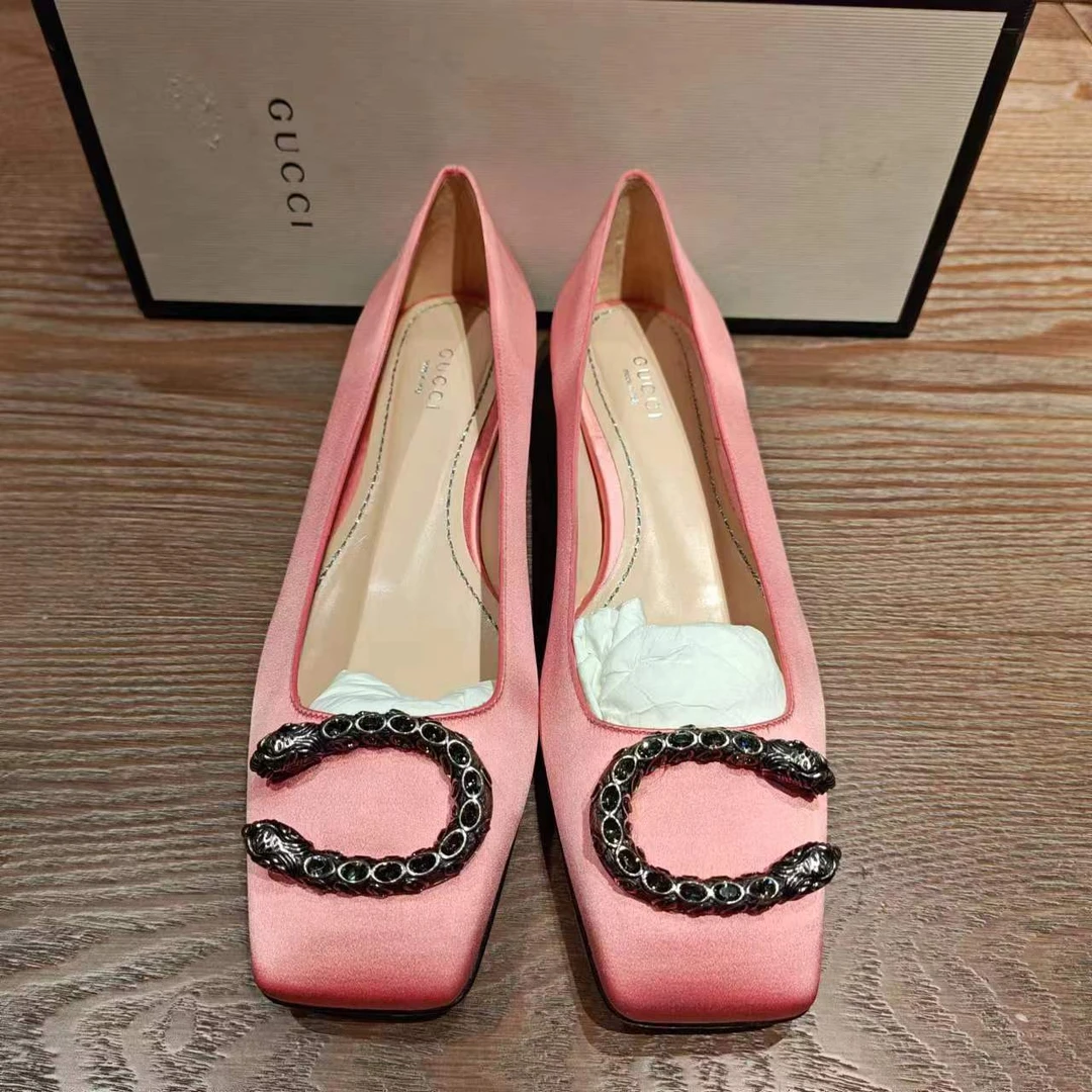 麦殿/95新/GUCCI 古驰/粉色平底鞋/38码/230114JYLTT02