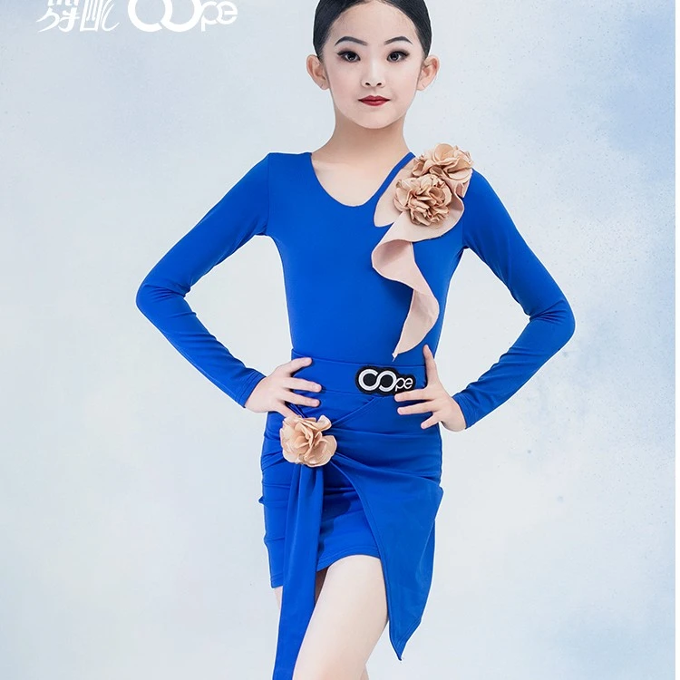 OOPE 舞配舞服秋季新款蓝色练习服套装拉丁舞练功服 L31109