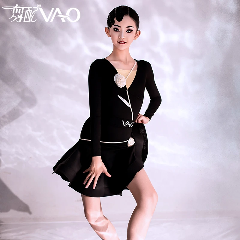 VL41286--VAO舞配拉丁舞训练服轻奢套装新款黑色拉丁舞练功服