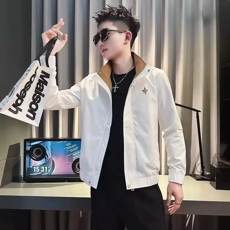 2025新款外套男士修身潮牌痞帅上衣服春秋季in’s潮流立领工装夹克