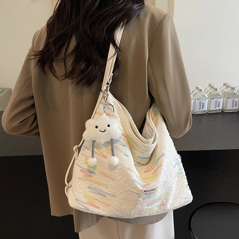 帆布包包女大容量2025新款小众布包单肩斜挎包三用背包通勤托特包