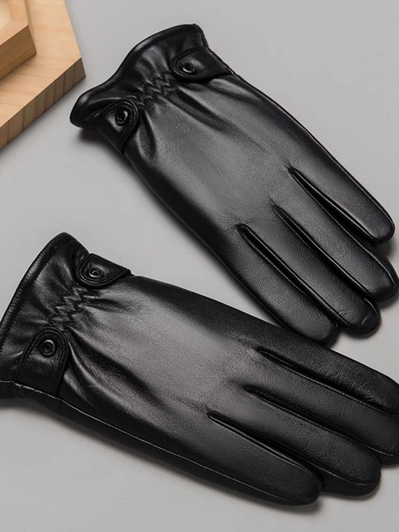 真皮手套男士秋冬季加绒加厚触屏保暖骑行摩托车山羊皮手套棉手套