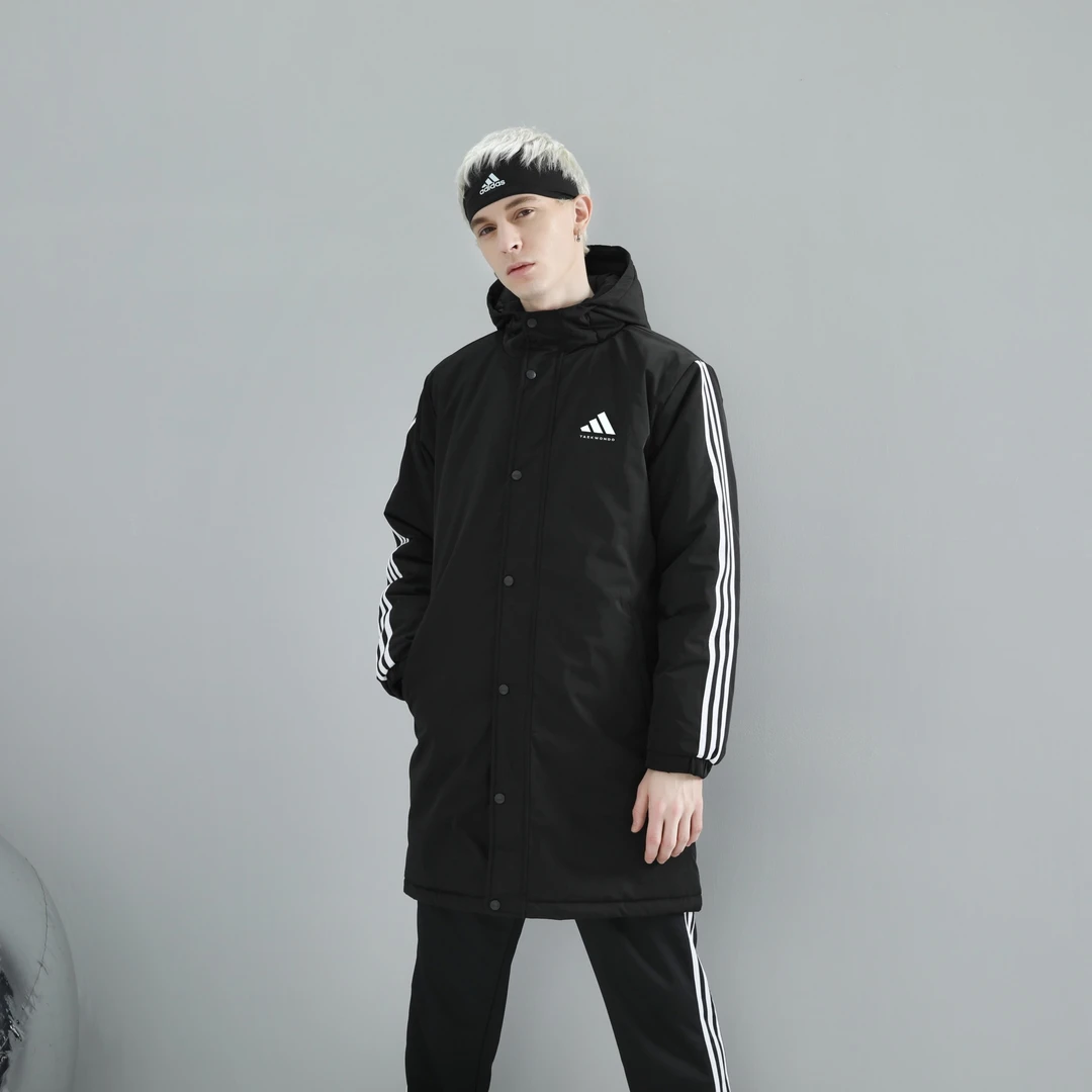 adidas/阿迪达斯保暖运动连帽长款棉服加厚ADIPK02T