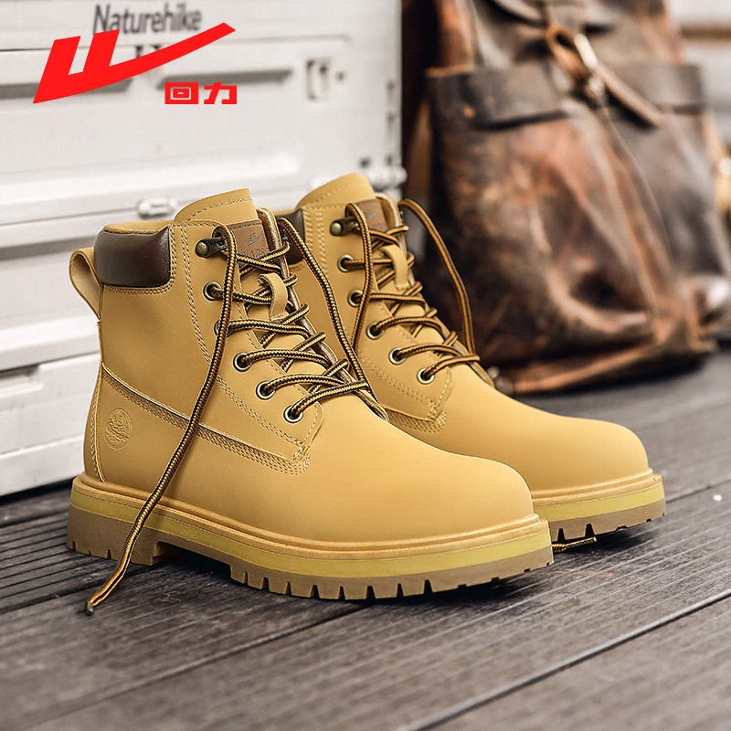 Warrior/回力大黄靴子男潮流百搭秋冬季新款马丁靴厚底休闲户外鞋
