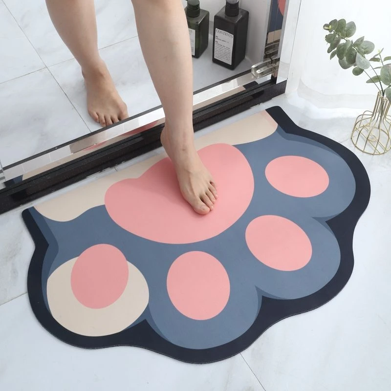 硅藻泥可爱猫爪地垫卫生间地垫异型门垫浴室洗手间厕所吸水防滑垫