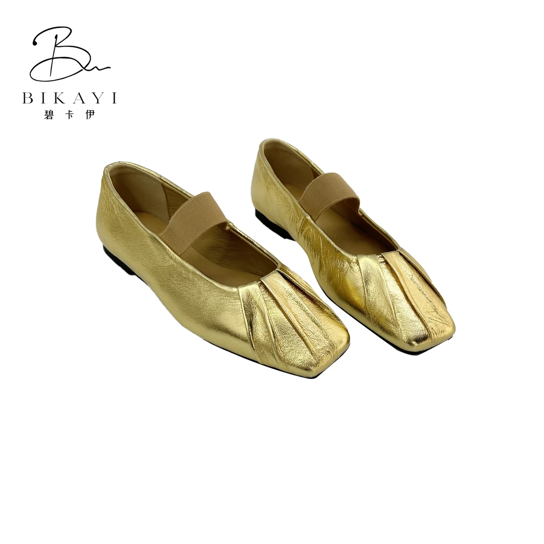紫君冉【鎏金】 简约方头单鞋低跟平底女士百搭玛丽珍鞋时尚 26734