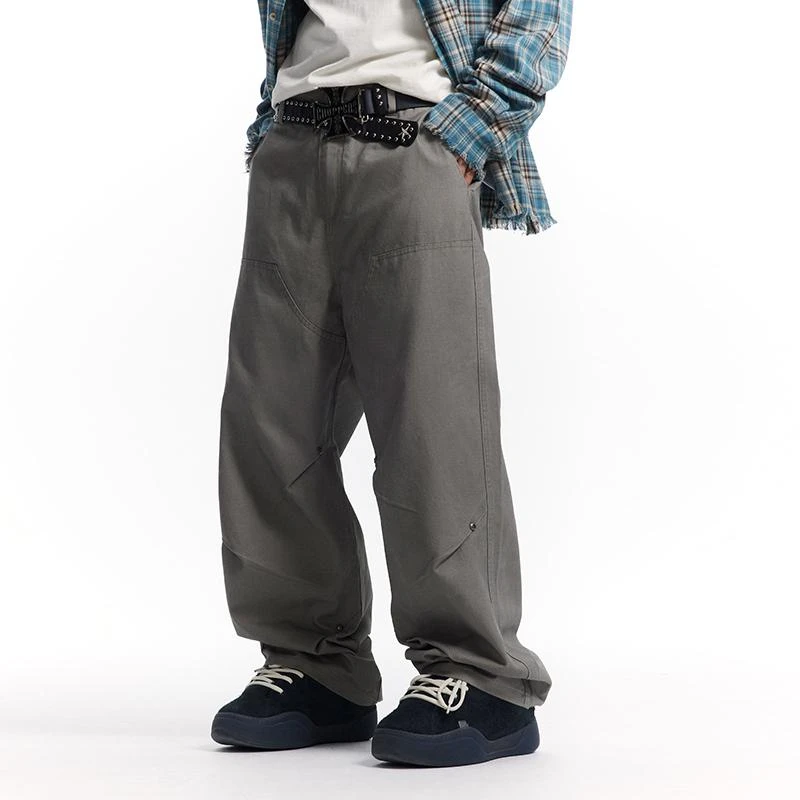 [青]CoosRetro美式复古logo水洗直筒宽松长裤秋休闲伐木裤CS43J52