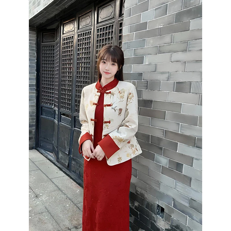 一尧新中式国风【锦绣年华】提花外套复古矜贵秋冬优雅气质套装