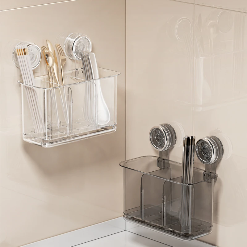 筷子筒免打孔亚克力家用筒壁挂式厨房收纳置物架筷子调羹勺子收纳