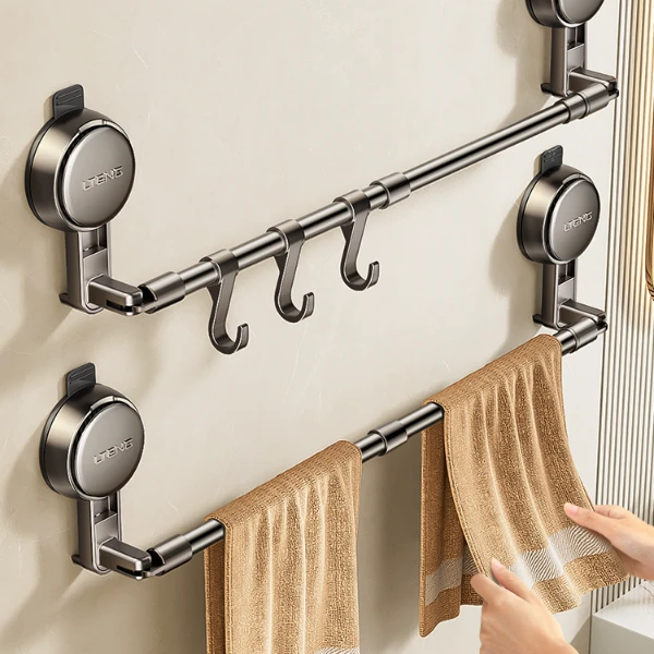 可伸缩毛巾架浴室卫生间免打孔吸盘毛巾杆简约卫浴毛巾杆吸盘式