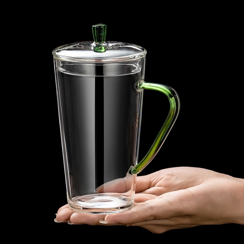 带盖耐高温玻璃杯绿茶杯猴魁专用高级泡花茶杯办公室喝茶杯子水杯