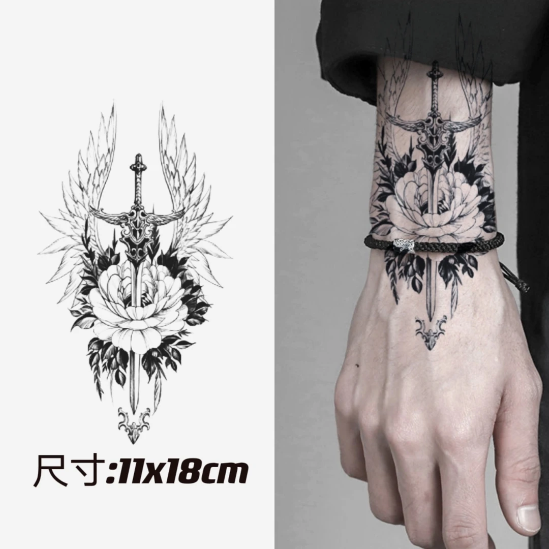 柒画（GZ-416）半臂11x18cm 天使之剑 草本纹身贴逼真防水时尚防汗