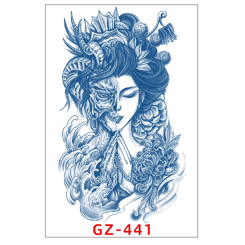 柒画（GZ-441)神魔艺伎一念成佛一念成魔草本纹身贴防水纹身贴草本