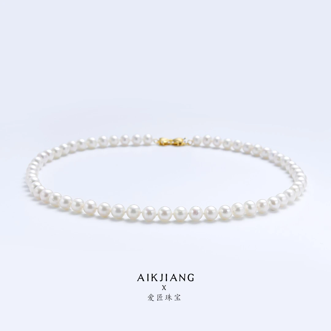 AIKJIANG/爱匠【白总】赫本风 淡水珍珠项链 送耳钉 送戒指 6mm左右