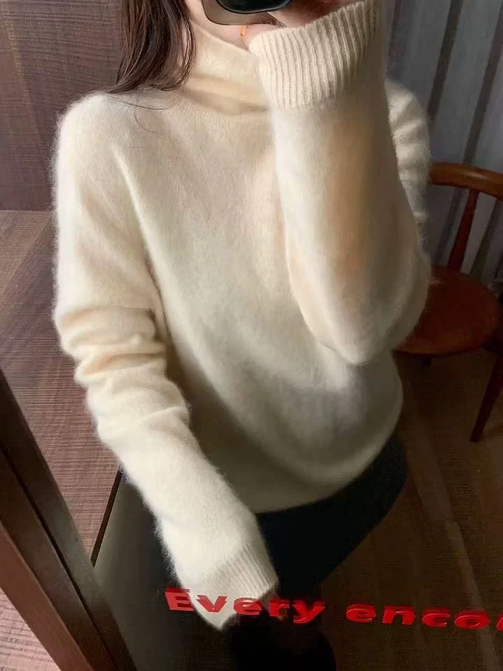 “蓬松云朵感”【不可机洗】羊绒羊毛无缝一体针织衫堆堆领针织打底衫