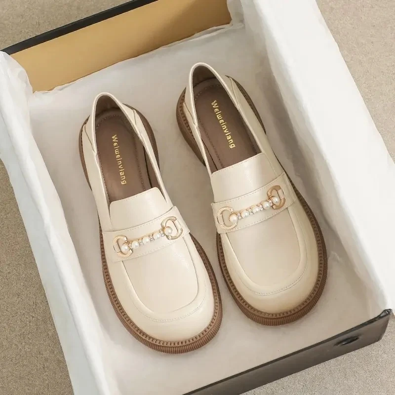 3外贸圆头乐福鞋厚底乐福鞋爆款百搭真软皮软底夏季英伦风