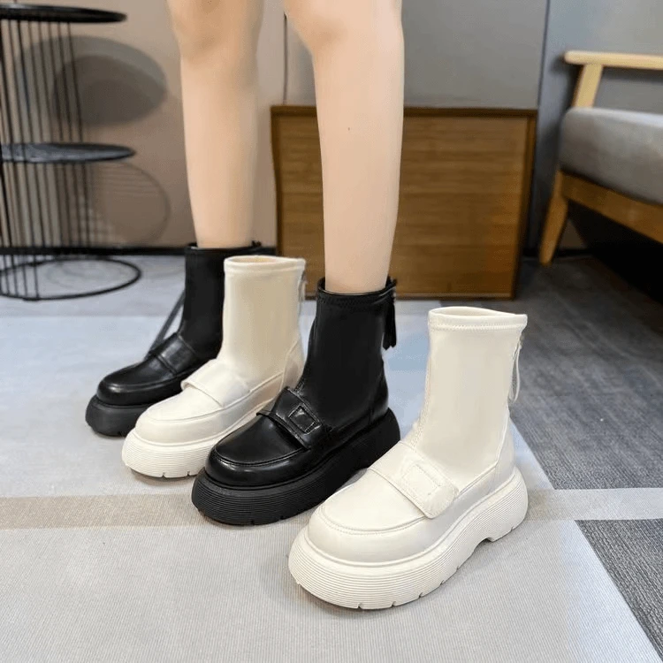 【断码甩】厚底马丁靴女秋冬新款冬季加绒英伦风时尚短靴切尔西女