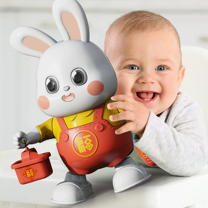 YONGSHUO/永烁会唱歌跳舞的小福兔宝宝兔子玩具婴儿练习抬头训练