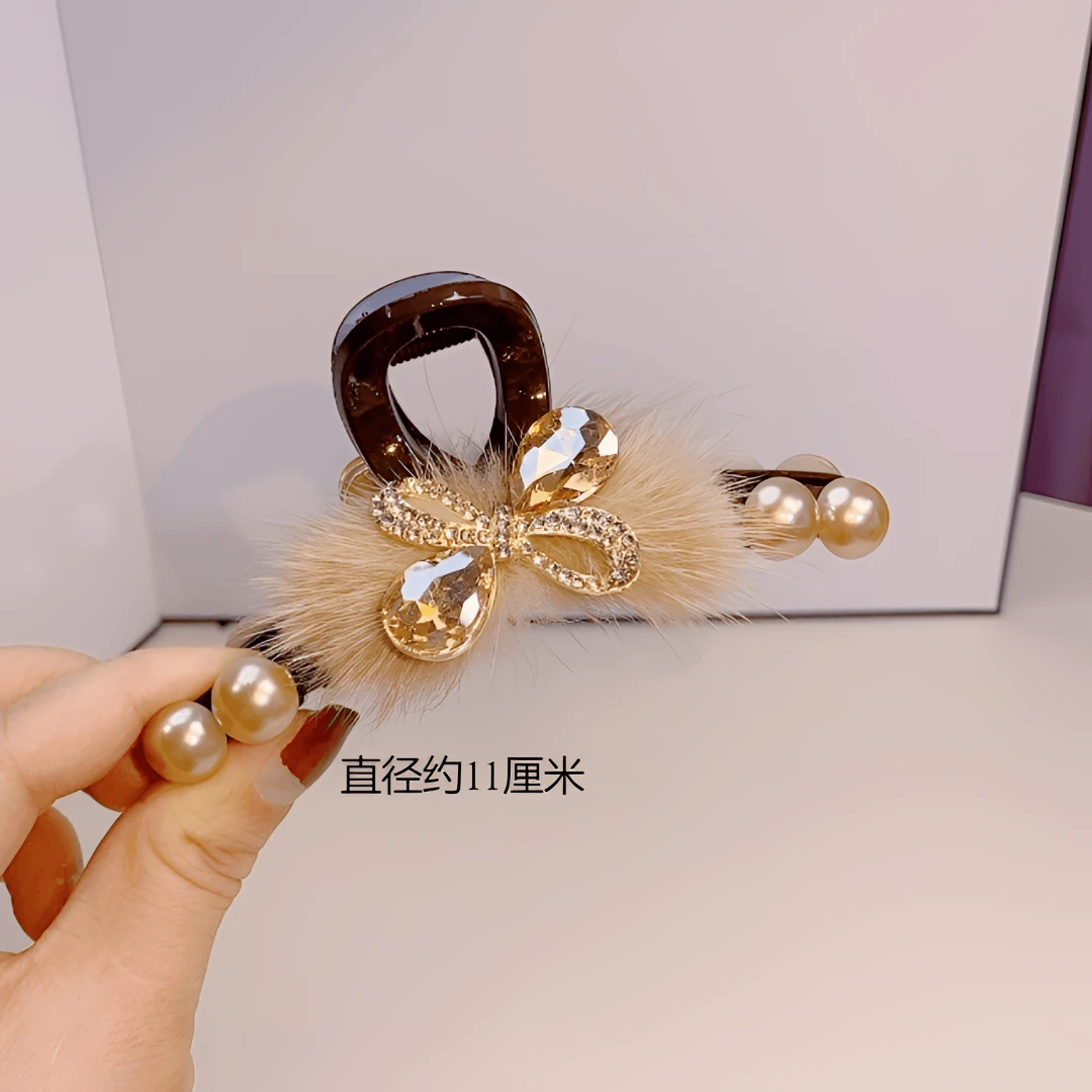 新款毛毛抓夹韩版时尚优雅双面秋冬百搭气质11厘米大抓夹