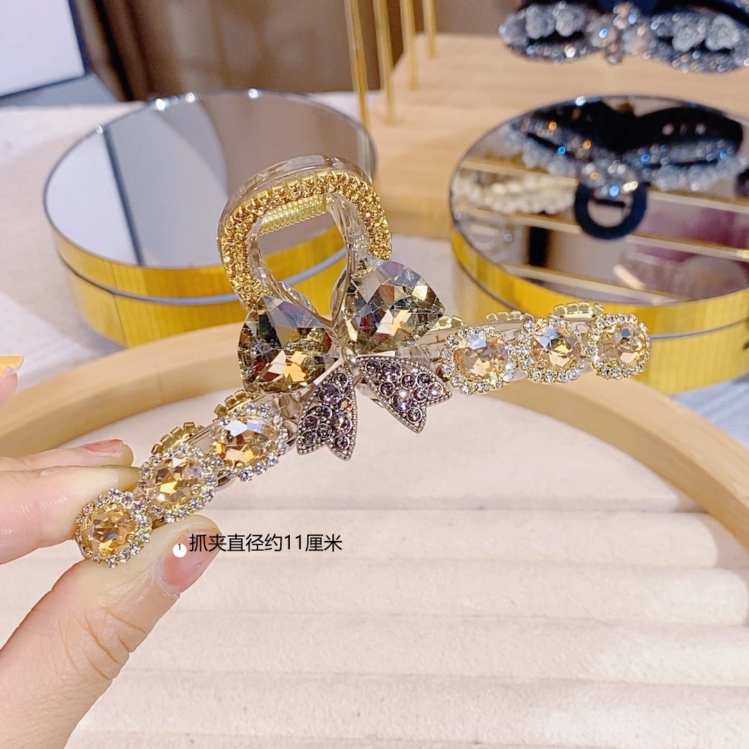 夏季新款方糖蝴蝶结满钻重工时尚韩版百搭11厘米大抓夹