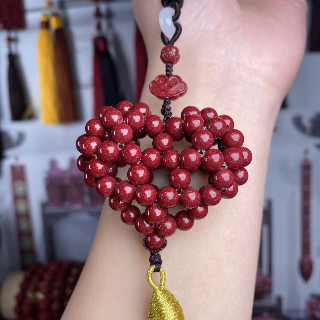 含辰砂工艺品【珍品朱砂】高含量《心心相印路路通车挂》