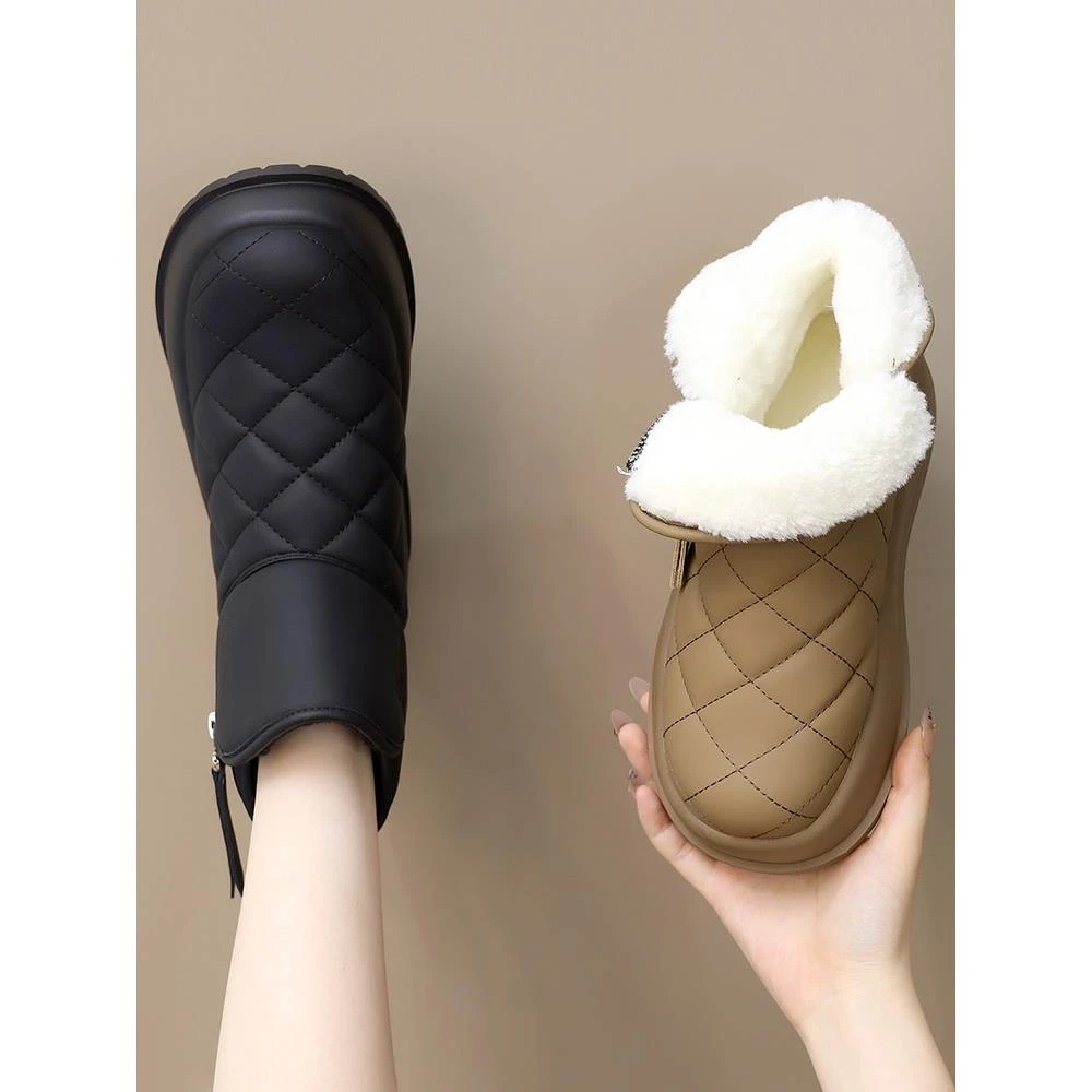 时尚雪地靴女2025冬季新款加绒保暖厚底棉鞋女士防水防滑短靴百搭
