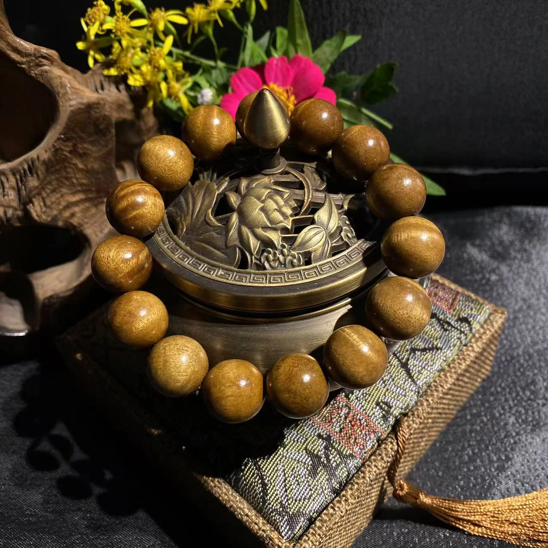 金丝楠枯木1.5带花手串文玩把件