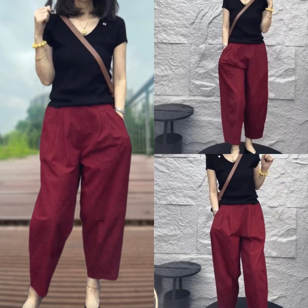 2025夏季新款时尚黑色修身短袖T恤休闲哈伦裤减龄显瘦