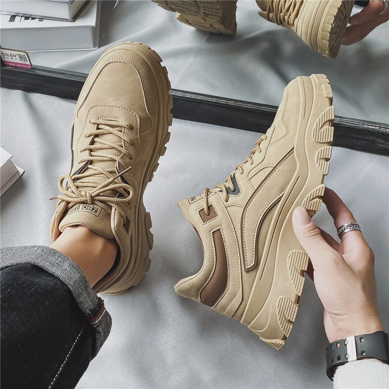 工装男鞋夏季新款运动休闲厚底增高防滑工作干活劳保男士马丁靴子