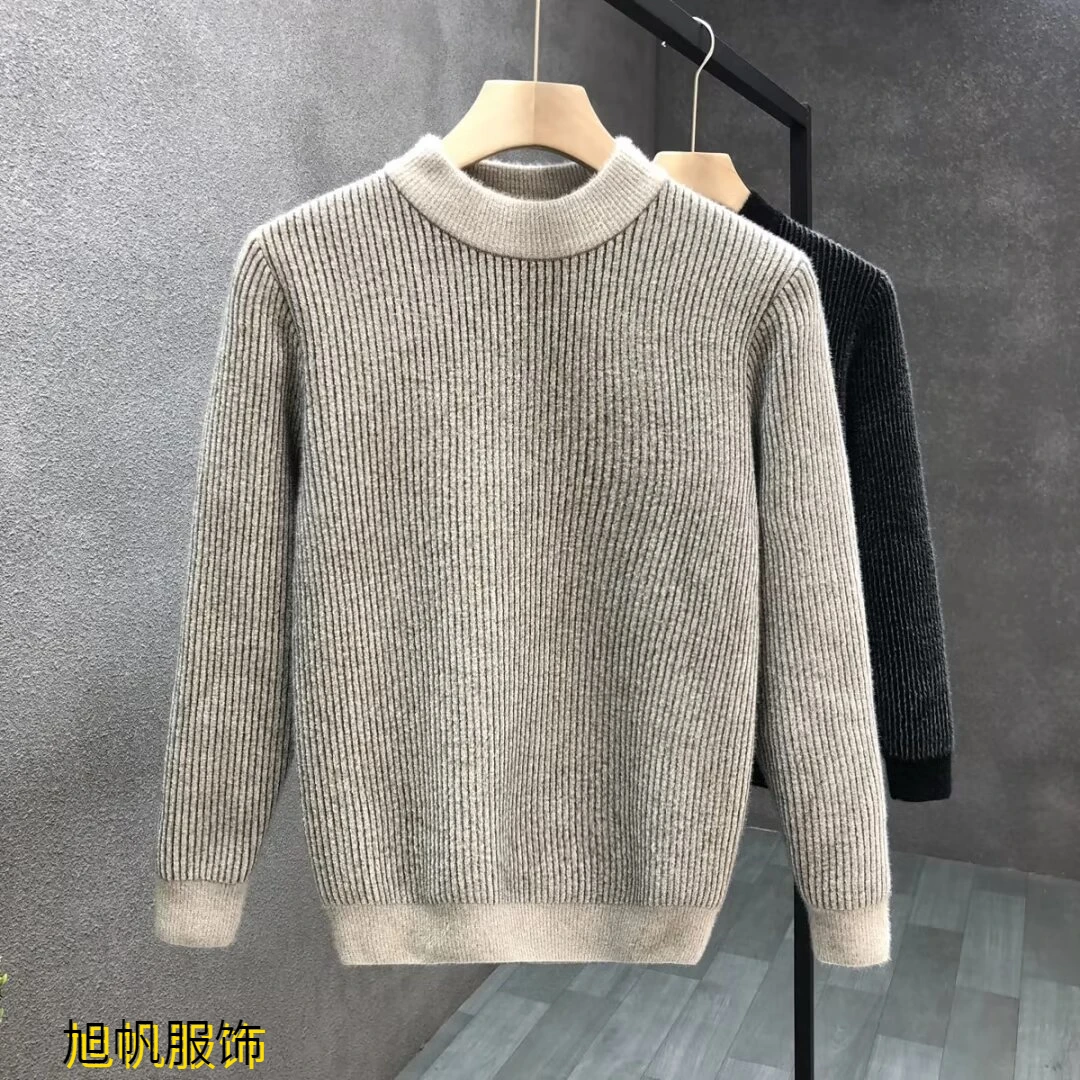 XF森馬系磨毛圆领毛衣男潮牌高级感内搭针织衫春秋上衣2023新款男