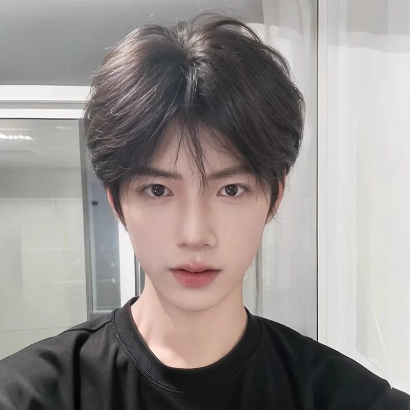 男生假发短发韩版帅气微分碎盖男款自然蓬松短直发男士仿真全头套