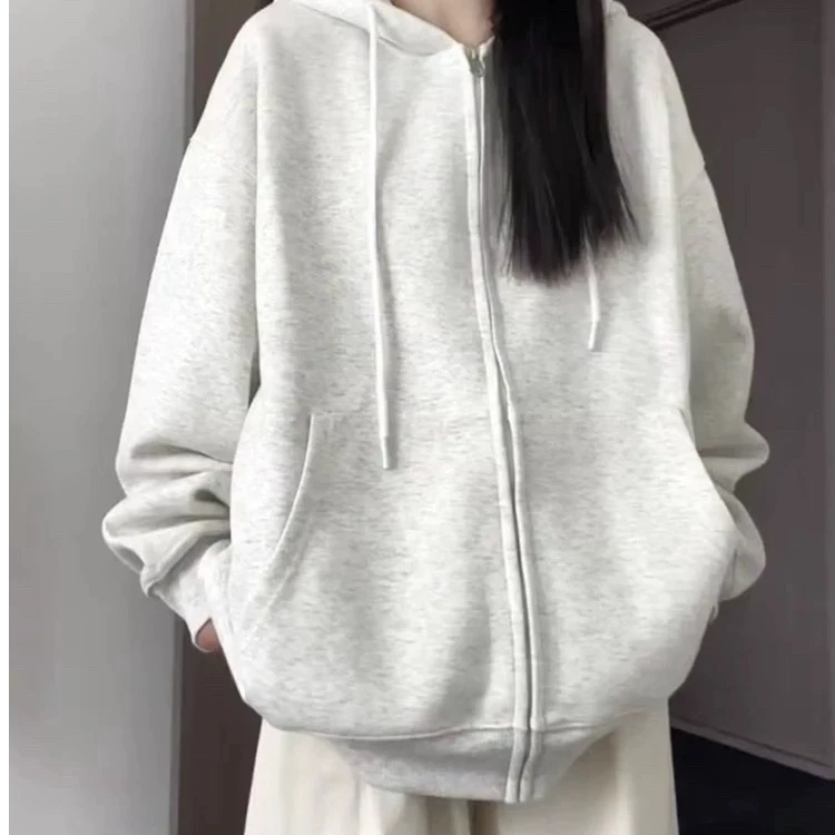 美式复古重磅加绒加厚拉链开衫棉卫衣秋冬奥粒绒潮牌连帽外套