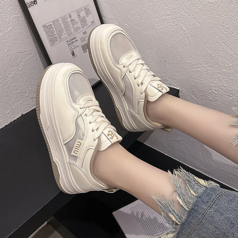 6974【清仓】网面小白鞋女厚底夏轻便透气运动鞋休闲板鞋百搭V18