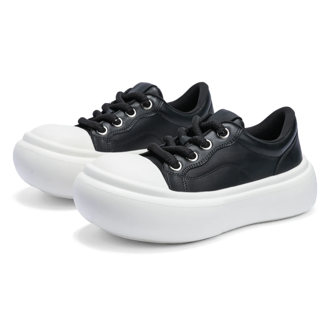 SGIRLTWTW丑萌时尚大头面包鞋女2024秋冬款复古圆头增高休闲板鞋