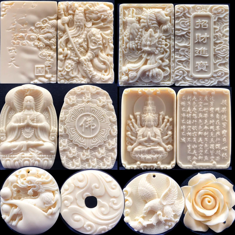 雕刻46牌子关公观音貔貅花朵车挂饰吊坠挂脖毛衣链男女款平安牌