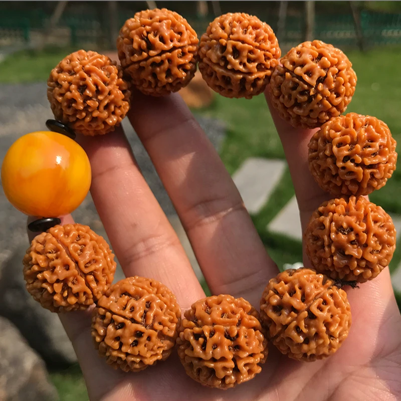 大金刚菩提核桃新籽黄皮金刚手串男士女菩提子盘玩佛珠串六七八瓣