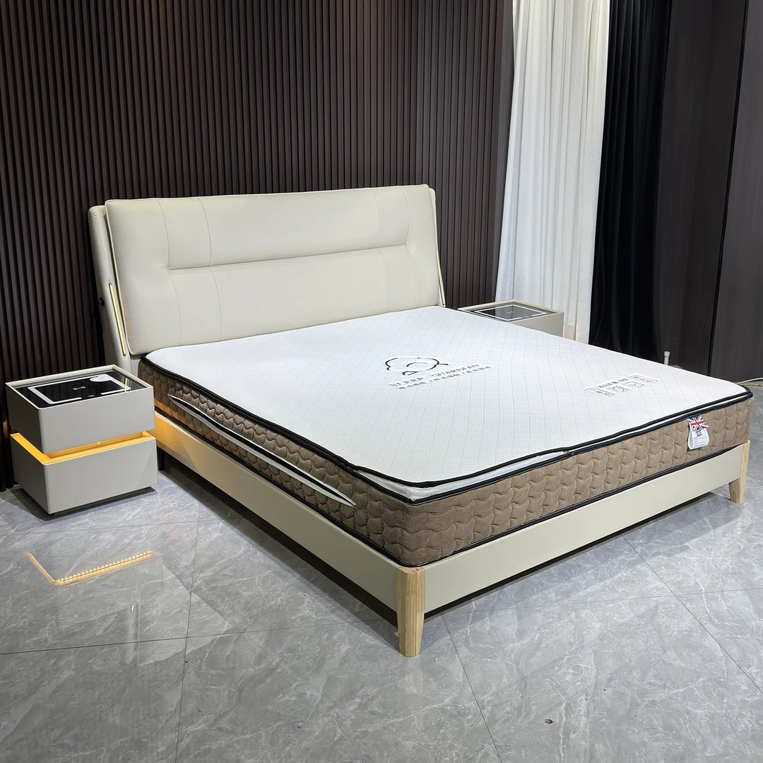 【繁花似锦】A2|头层牛皮床轻奢简约双人床主卧室婚床实木框架软床