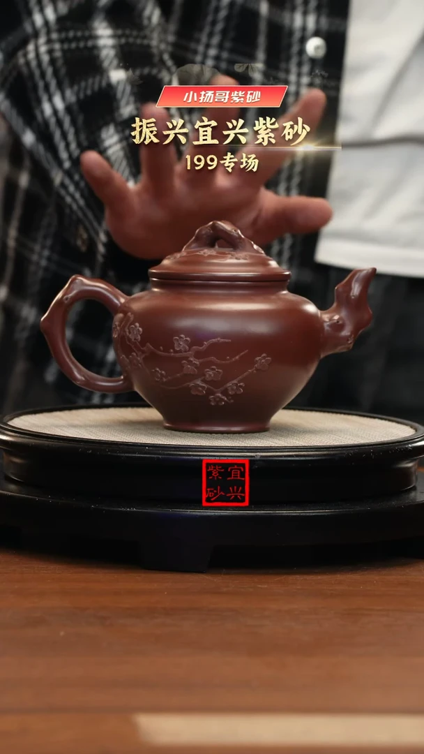 【闪购商品】紫砂茶壶J3493谭青龙血砂报春