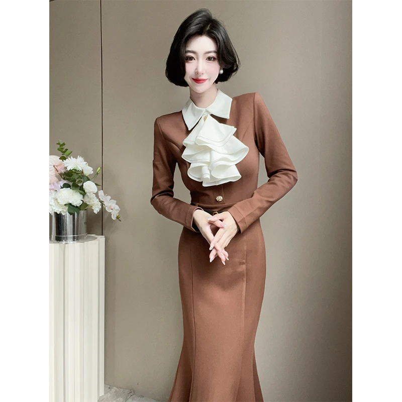 格娜法式连衣裙秋冬爆款高级感气质轻奢高端高档长袖修身约会裙子