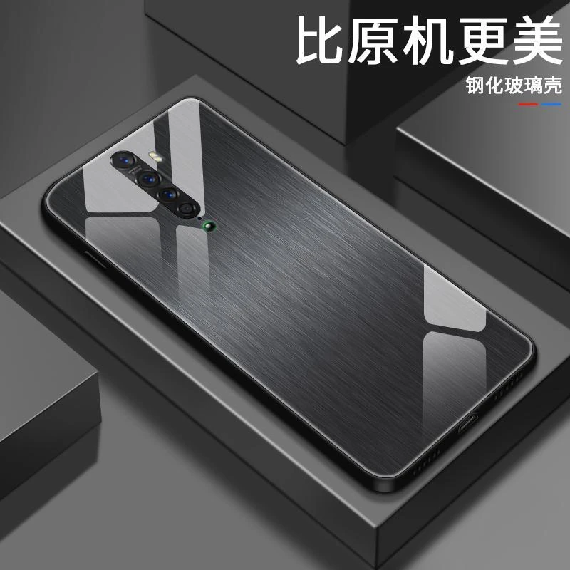 【OPPO Reno2】轻奢木纹钢化玻璃超薄简约防刮耐摔手机壳