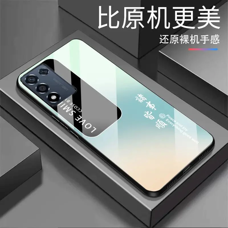 适用【OPPO k9s】诸事皆顺 渐变白光玻璃全包防摔高档手机壳