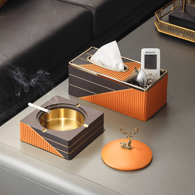 轻奢高档纸巾盒摆件创意客厅茶几桌面多功能收纳套装纸抽盒装饰品