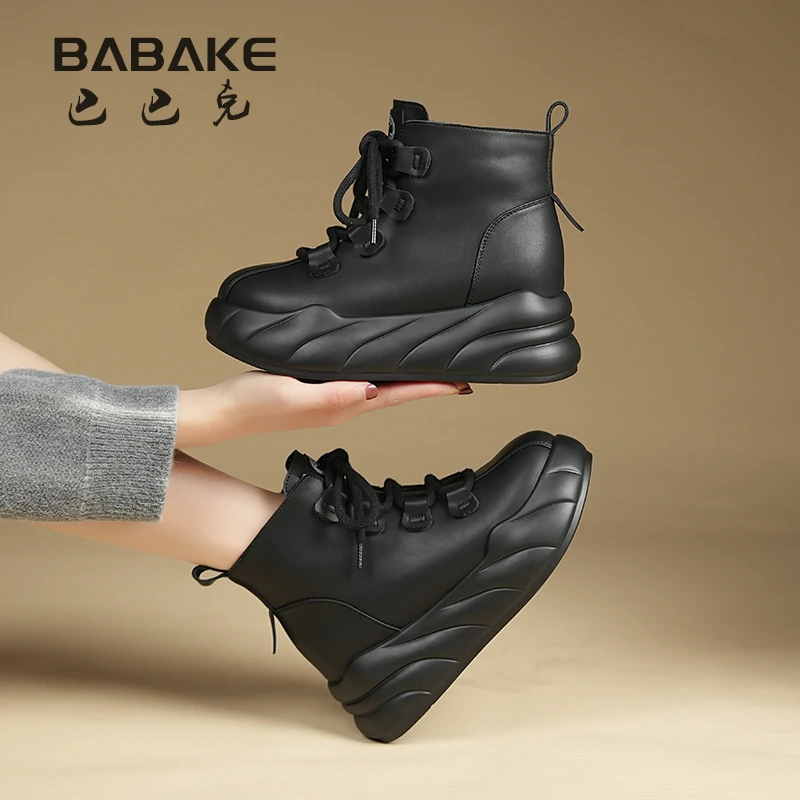 7CM小个子加绒雪地靴女冬季保暖厚底短靴高帮内增高女鞋BBK5582