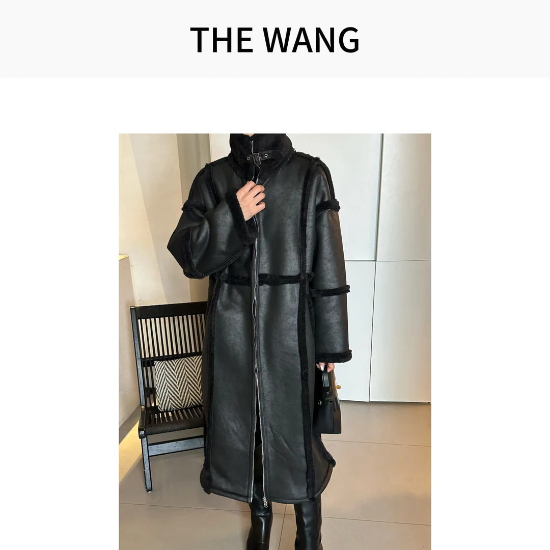 THE WANG 时髦新贵 复古绒面加厚外套